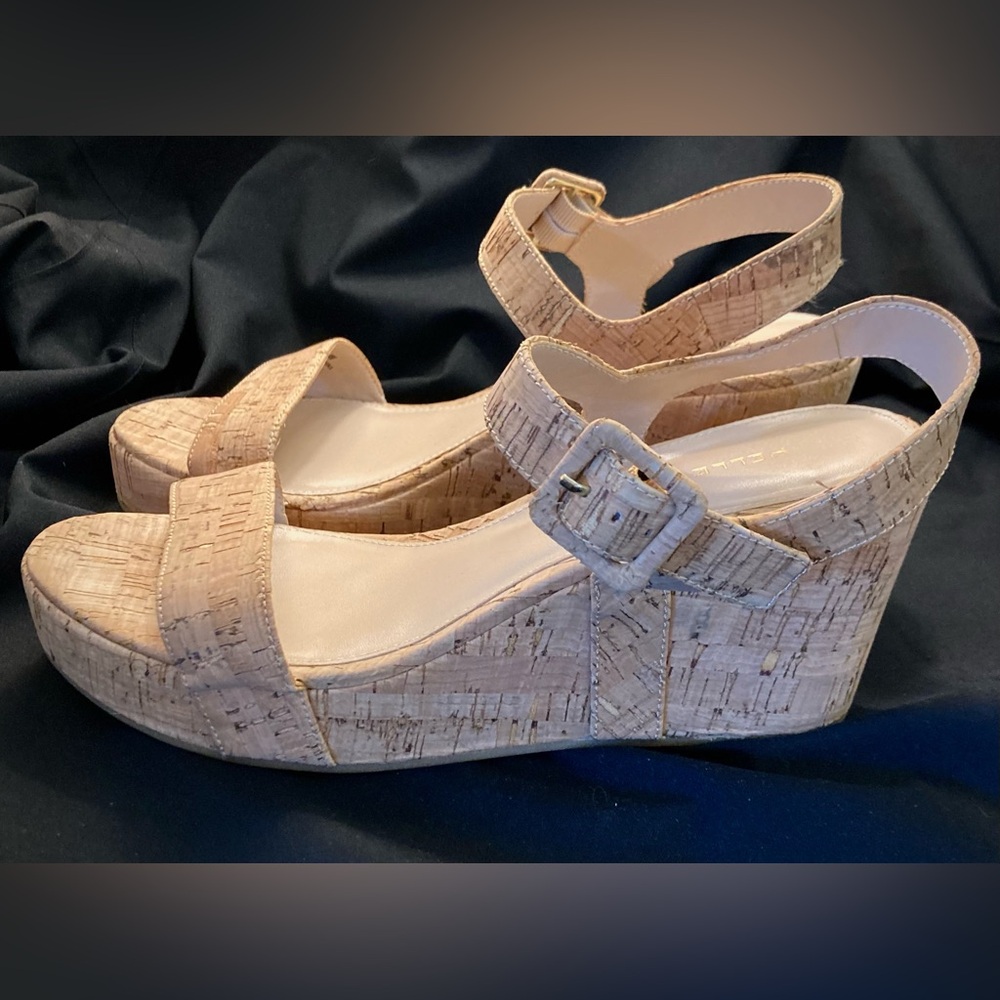 Pelle Moda Tan Cork Wedge Sandals